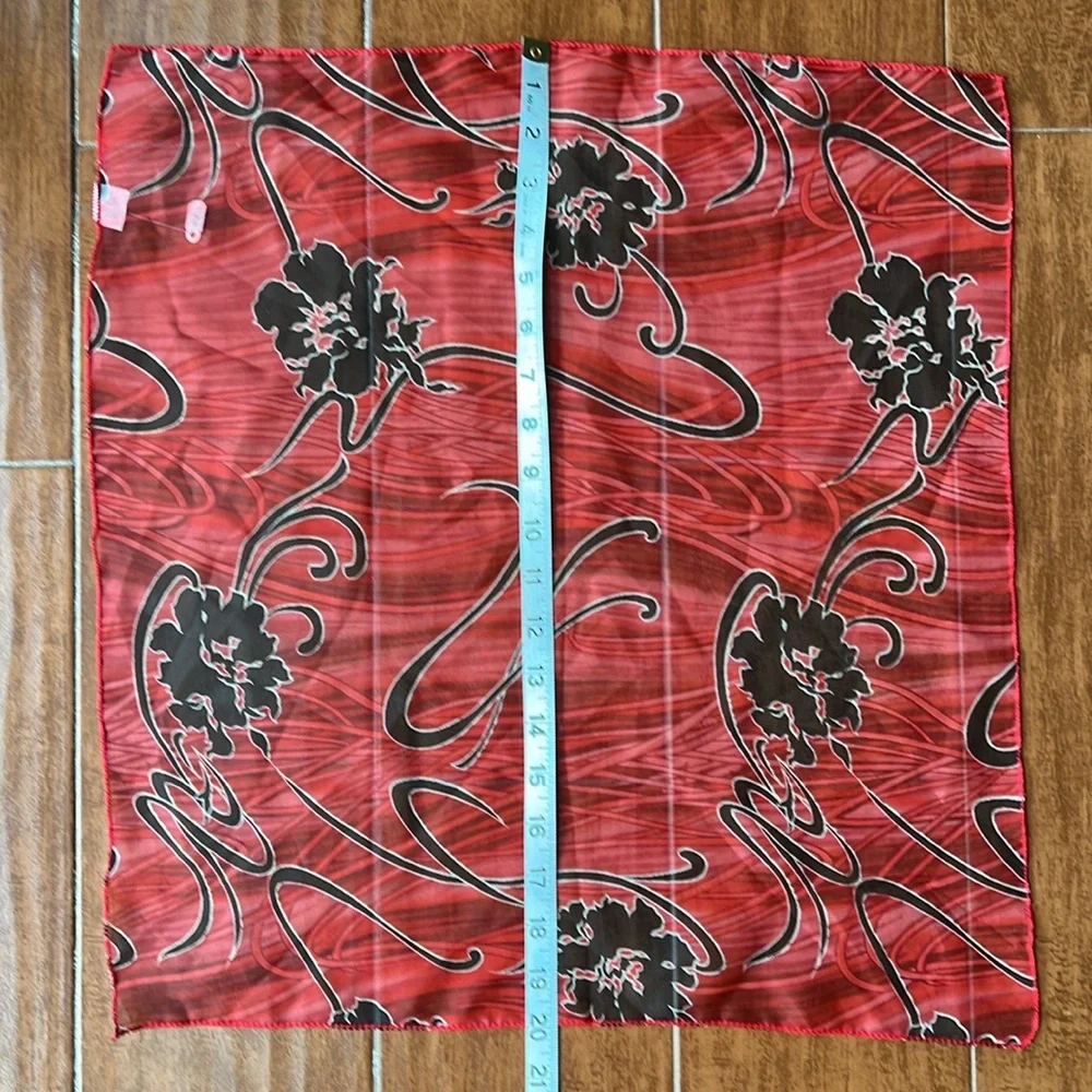 Red and Black Floral Scarf